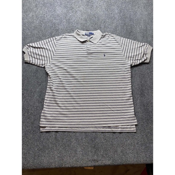 Polo Ralph Lauren Other - Polo RALPH LAUREN Shirt Men XXL 2XL Navy Blue Gray Stripe Custom 100% Cotton
